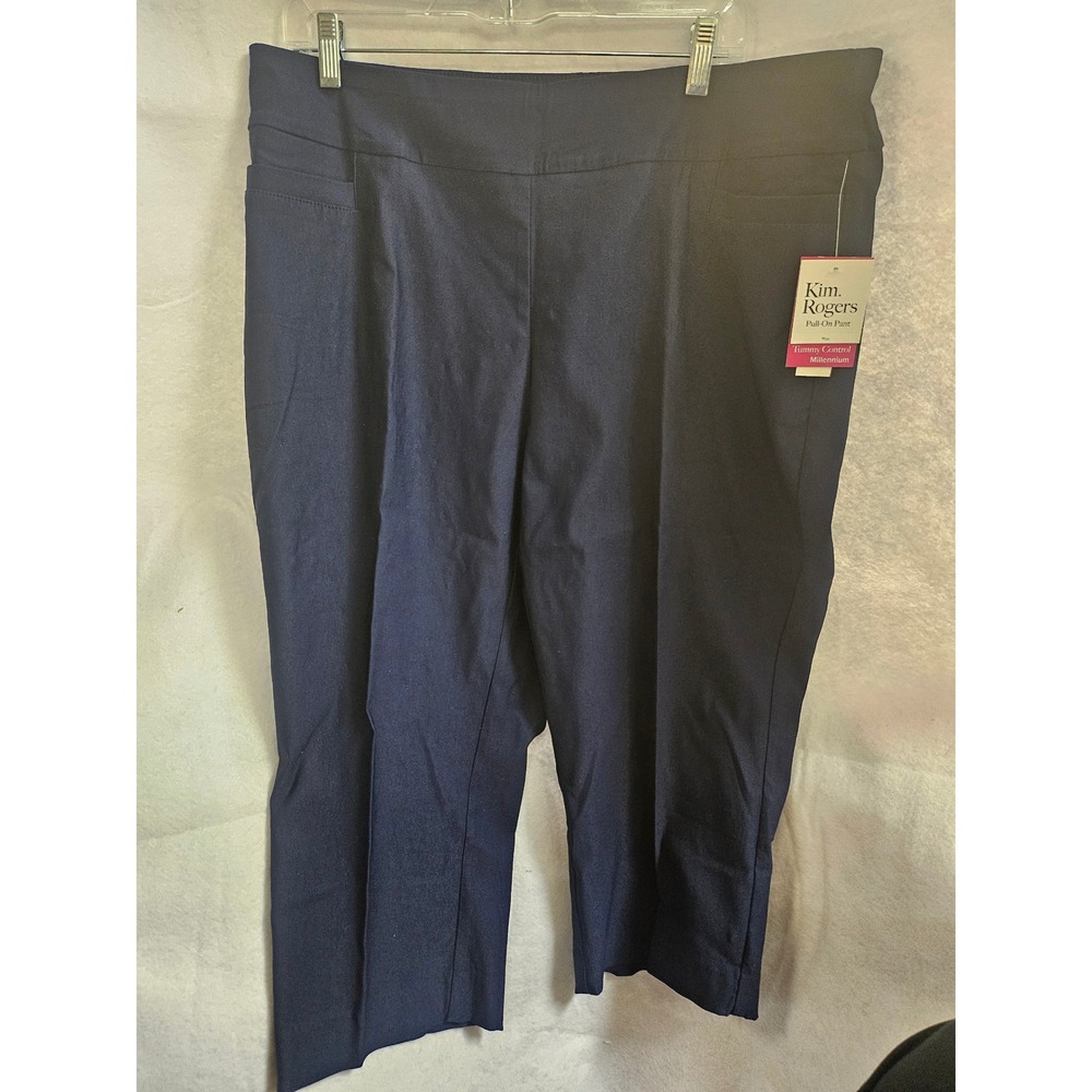 Kim Rogers Plus Tummy Control Millennium Capri Pants Harbor Navy 18WA NWT